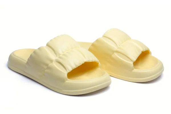 Güzel Moda Sarı Sandaletler Beyaz Arka Planda Izole Edilmiş Kırpma — Stok fotoğraf