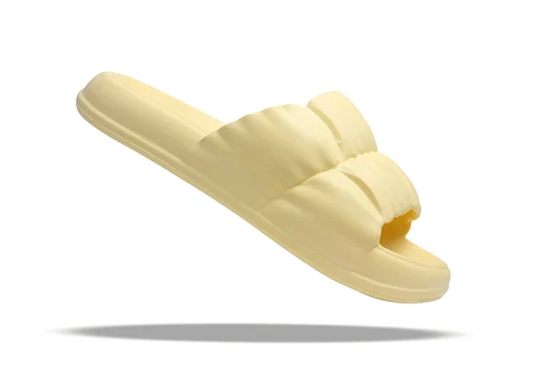 Moda Bonita Sandálias Amarelas Isoladas Fundo Branco Com Caminho Recorte — Fotografia de Stock