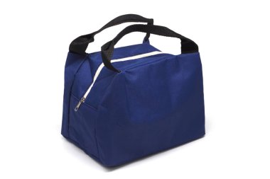 Mavi çanta beyaz arkaplanda izole edildi