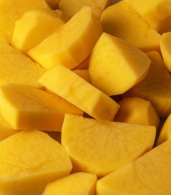 Çiğ patates, üst manzara, yakın çekim. Yüksek kalite fotoğraf.