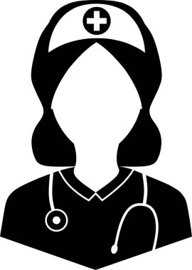 Steteskop ikonlu basit bir hemşire.
