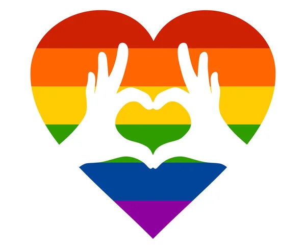 Lgbt Pride Heart Rainbow Flag Hands Vector Illustration — Stock Vector