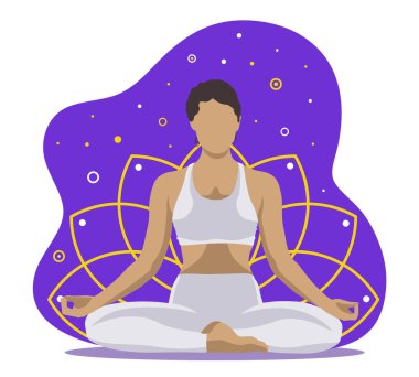 Nilüfer çiçeği pozunda meditasyon yapan bir kadın.