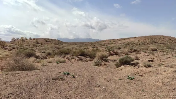 Kazakistan 'da kayalar ve dağlarla dolu çöl manzarası