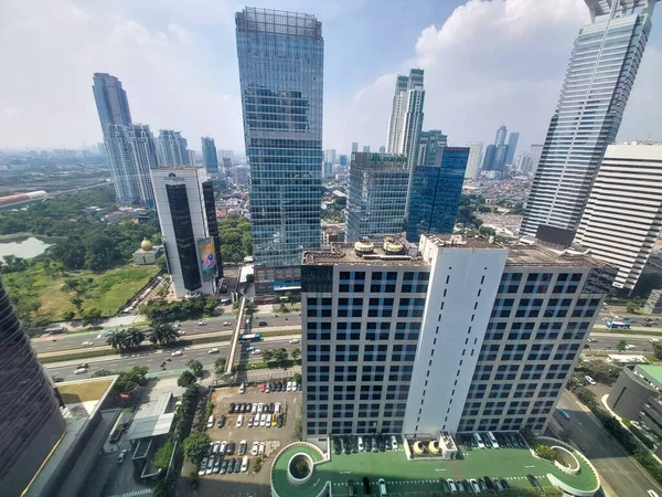 View Jakarta Skyline Top Building Sudirman Street Indonesia — Stock Photo, Image