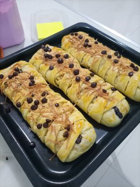 delicious homemade pancakes with chocolate and cream 