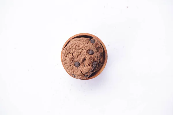 Biscotti Cioccolato Tavolo Bianco — Foto Stock
