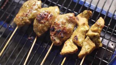 Kızartılmış tavuk köftesi ve özel baharatlar. Lezzetli ve iştah açıcı görünüyor.