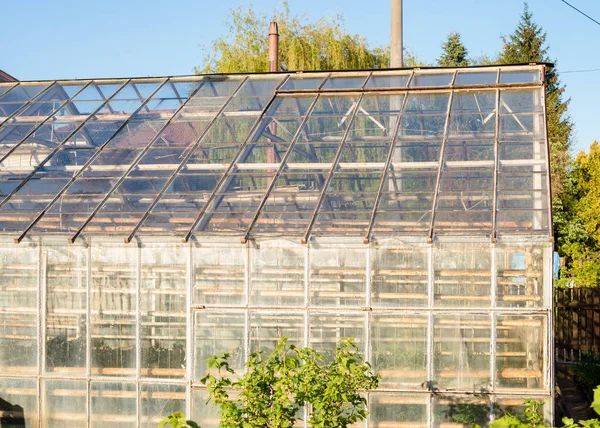 民間のガラス製の植物の温室 植物の苗を育てるための温室 — ストック写真
