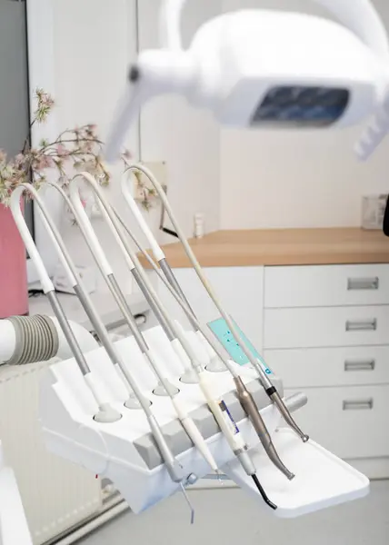 stock image Empty dental office. Close-up of dental office equipment and dental drill. High quality photo