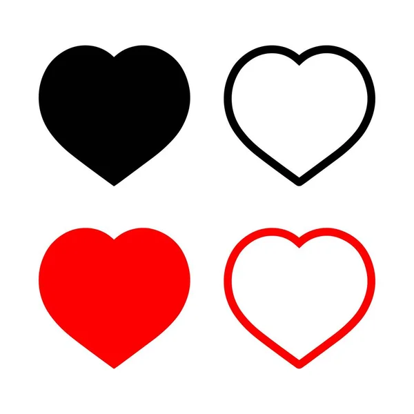 Black Red Heart Solid Outlined Styles Vector Icon — Stock Vector