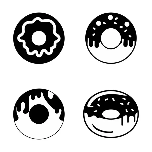 Donuts Vektorsymbole Gesetzt Plätzchen Backen Vorlage Donut Logo Idee — Stockvektor