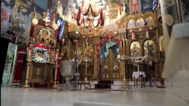 Православна Грецька Церква Зсередини Високоякісні Fullhd Кадри — стокове відео