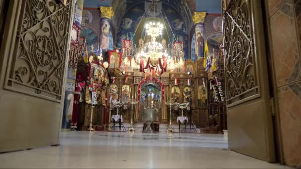Iglesia Ortodoxa Griega Desde Interior Imágenes Fullhd Alta Calidad — Vídeos de Stock