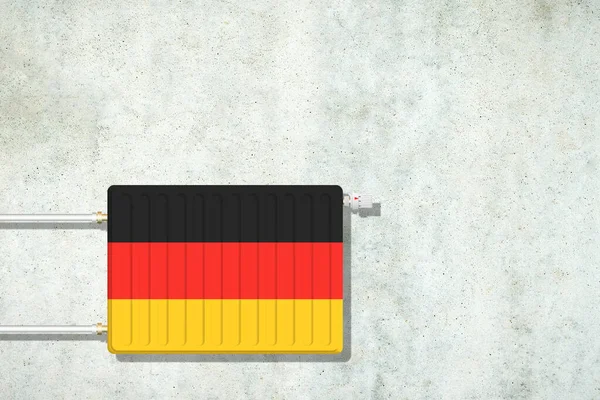 Heizbatterie Den Farben Der Deutschland Flagge Einer Betonwand Kopierraum Steigende — Stockfoto