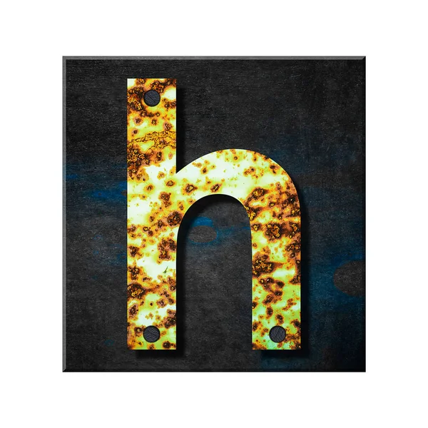 Buchstabe Kleinbuchstaben Alphabet Aus Buchstaben Aus Rostigem Eisen Auf Einem — Stockfoto