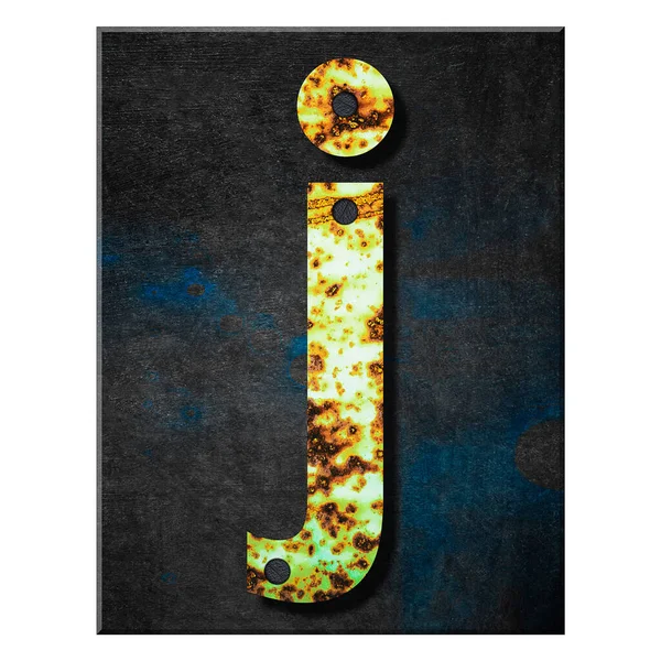 Letter Lower Case Alphabet Letters Rusty Iron Wooden Plank Isolated — Stock Photo, Image