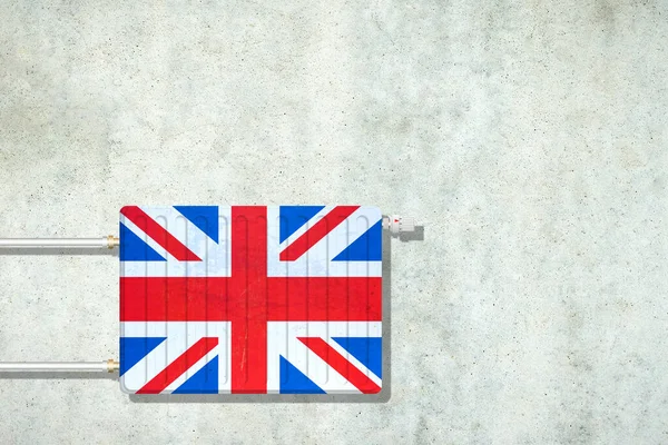 Отопительная Батарея Цветах Английского Флага Бетонной Стене Принято Повышение Цен — стоковое фото