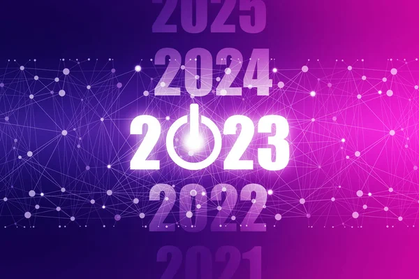 2022 2023 2024 Sayılar Koyu Pembe Gradyan Dijital Arkaplanda Başlat — Stok fotoğraf