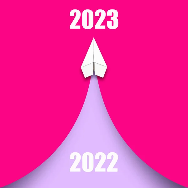 2022 2023 Papier Vlak Roze Achtergrond Kerst Achtergrond Advent Nieuwjaar — Stockfoto