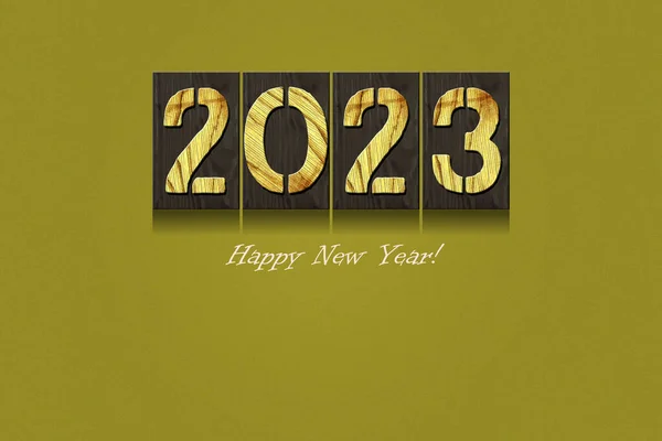 2023 Wooden Numbers Green Background Copy Space Place Text Christmas — Stock Photo, Image