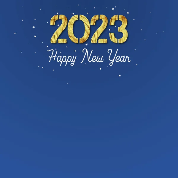 2023 Números Madeira Sobre Fundo Azul Escuro Feliz Ano Novo Imagem De Stock