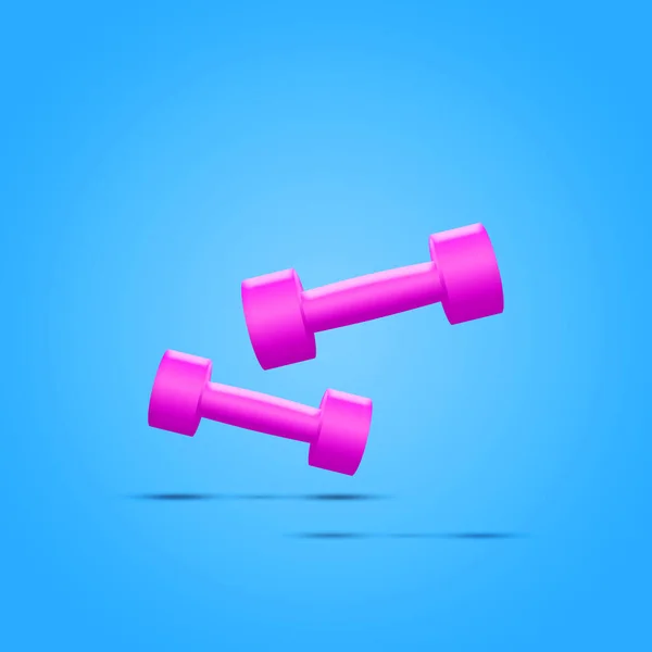 Small Pink Dumbbells Blue Background Sports Equipment Sports Fitness Background — Stock Photo, Image