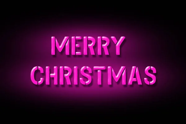 メリークリスマス 黒の背景にピンクのネオン碑文が孤立した 休日だ — ストック写真