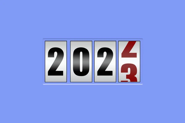 Teller Met Nummer 2023 Geïsoleerd Blauwe Achtergrond Nieuwjaarsconcept Business Feestelijke — Stockfoto