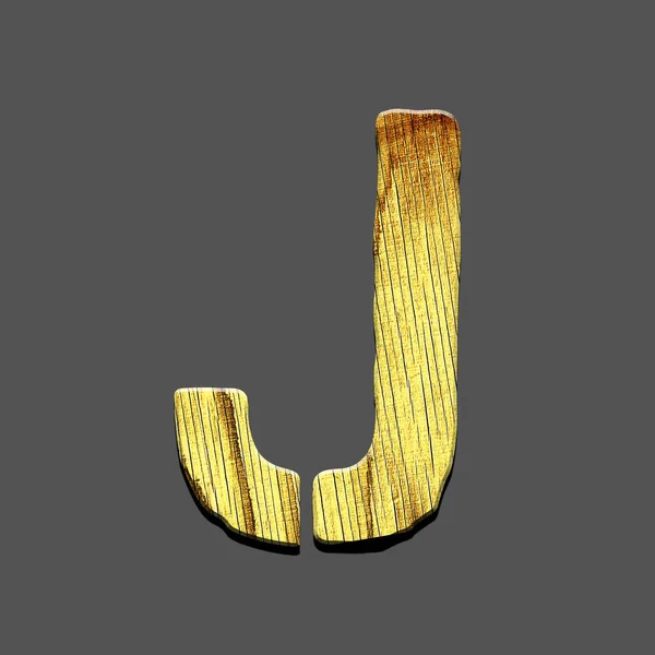 Letter J. Alphabet made of letters, made of wood. Isolated on grey background. Education. Design element.