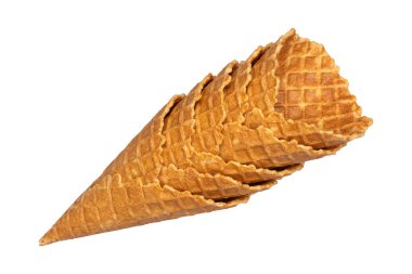 Lot Ice cream cones isolated on white background. Food. Dessert.