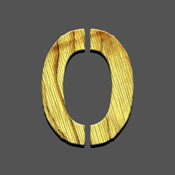 Letter O. Alphabet made of letters, made of wood. Isolated on grey background. Education. Design element.