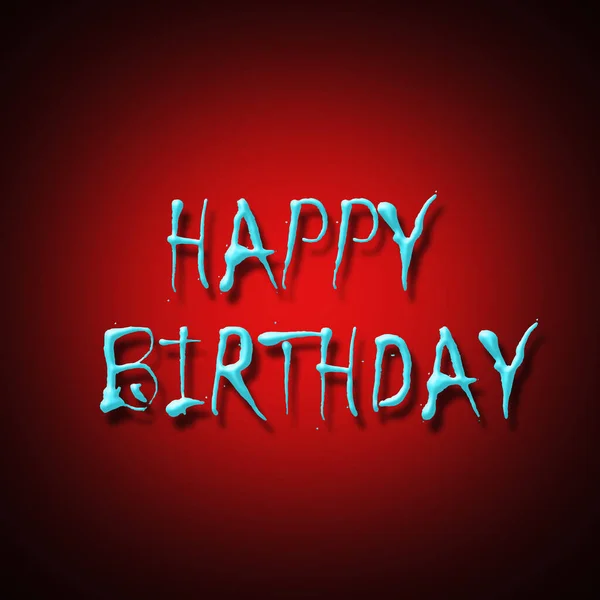 Happy Birthday. Blue neon sign on a red background. Holidays. Lifestyle. Design element. Background