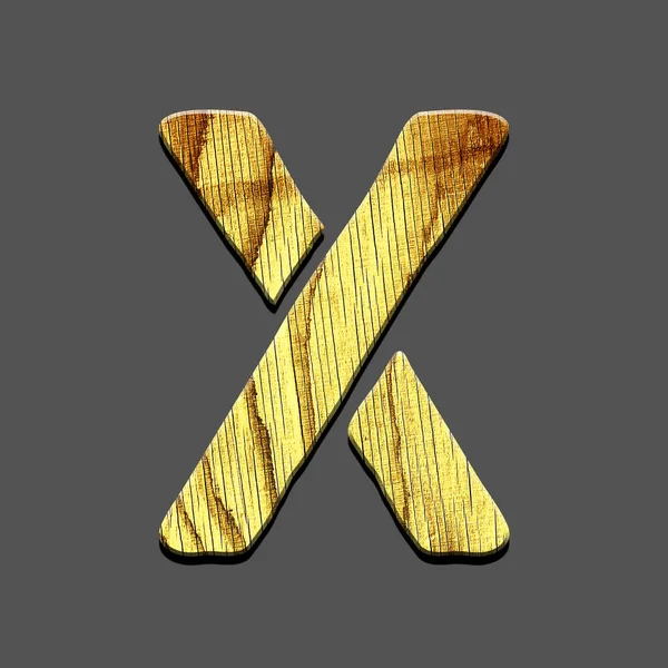 Letter X. Alphabet made of letters, made of wood. Isolated on grey background. Education. Design element.