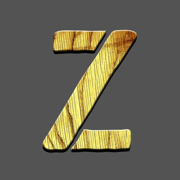 Letter Z. Alphabet made of letters, made of wood. Isolated on grey background. Education. Design element.