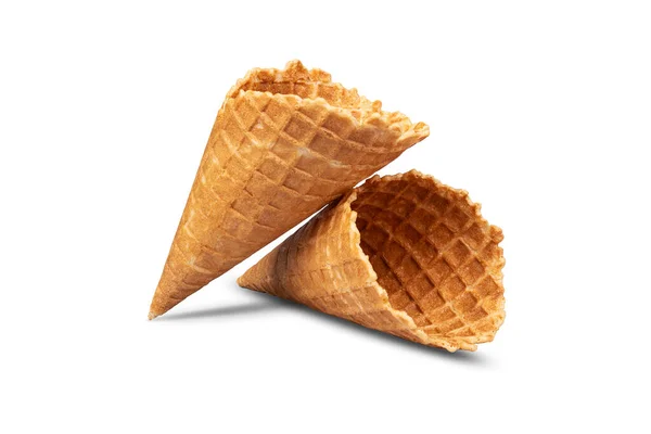 Two Ice Cream Cone Isolated White Background Food Dessert — Zdjęcie stockowe