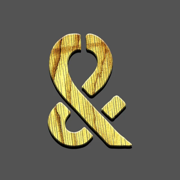 Und Zeichen Alphabet Aus Buchstaben Aus Holz Vereinzelt Auf Grauem — Stockfoto