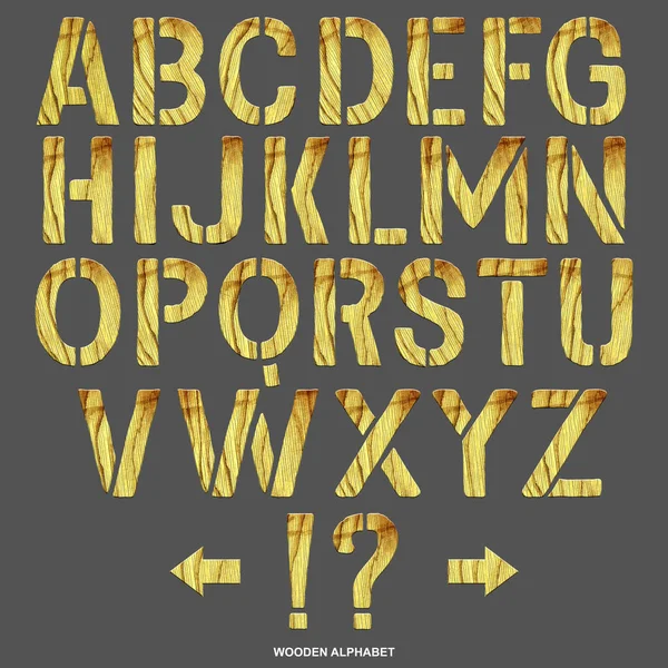 Bausatz Alphabet Aus Buchstaben Aus Holz Vereinzelt Auf Grauem Hintergrund — Stockfoto