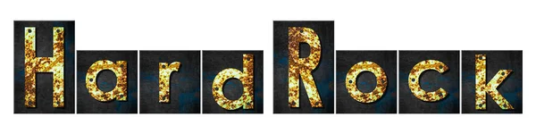 Hard Rock Paslı Demir Harflerden Yapılmış Kelimeler Beyaz Arka Planda — Stok fotoğraf