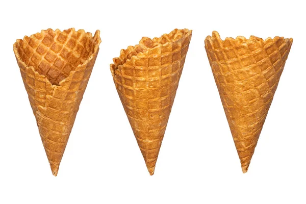 Lote Cones Sorvete Isolado Fundo Branco Comida Sobremesa — Fotografia de Stock