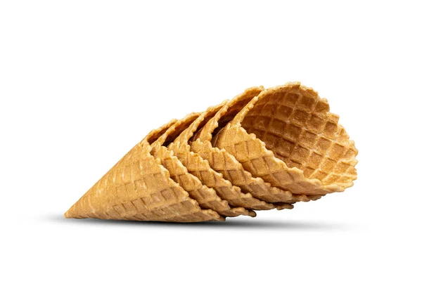 Lot Ice Cream Cones Isolated White Background Food Dessert — Zdjęcie stockowe