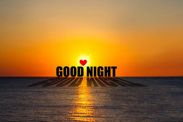 Good Night Word Background Sunset Ocean Lifestyle Background — Stock Photo, Image