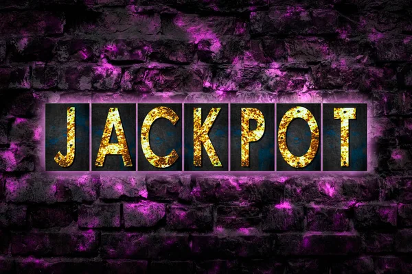 Jackpot Words Made Rusty Iron Letters Vintage Brick Wall Gambling — Stock Photo, Image
