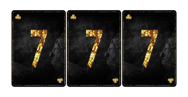 777 Dígitos Alfabeto Cartões Jogo Vintage Isolado Fundo Branco Jogo — Fotografia de Stock