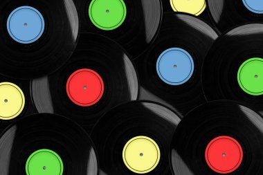 Bir sürü Vinil Plak çalar. Boşluğu kopyala. Müzik arkaplanı.