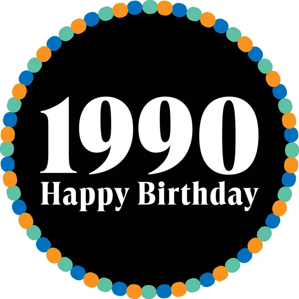 Círculo Aniversário Feliz 1990 —  Vetores de Stock