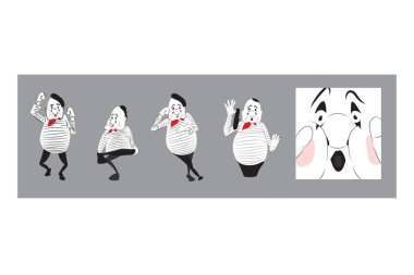 Komik çizgi film pandomimcilerinin vektör çizimi