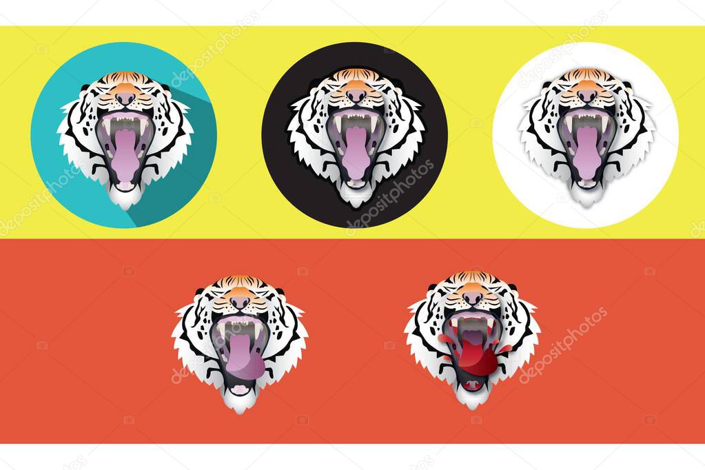 Set of tiger head vectors