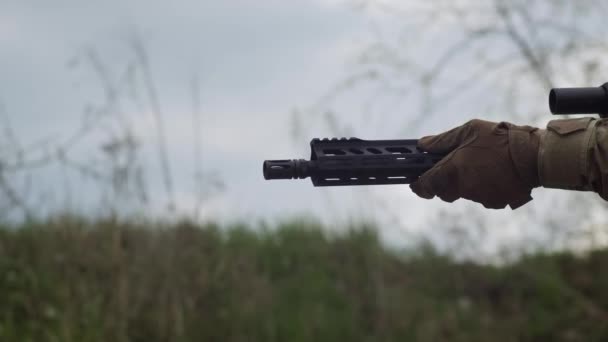 Карбіновий Постріл Повільному Русі — стокове відео
