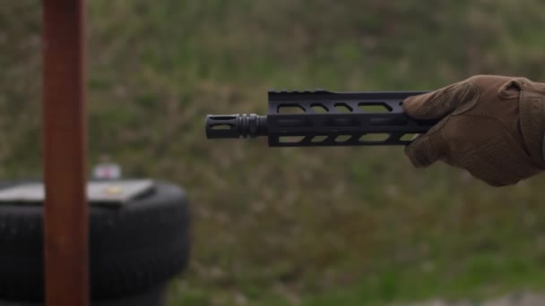 Carbine Shot Slow Motion — Stock Video